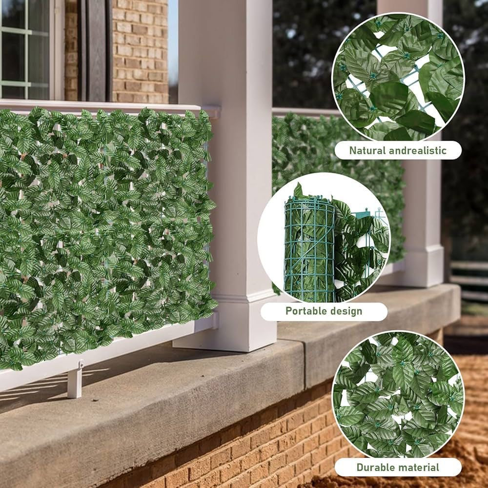 SIEPE ARTIFICIALE SINTETICA 1X3 METRI ROTOLO RETE FOGLIE EDERA VERDE PER BALCONE