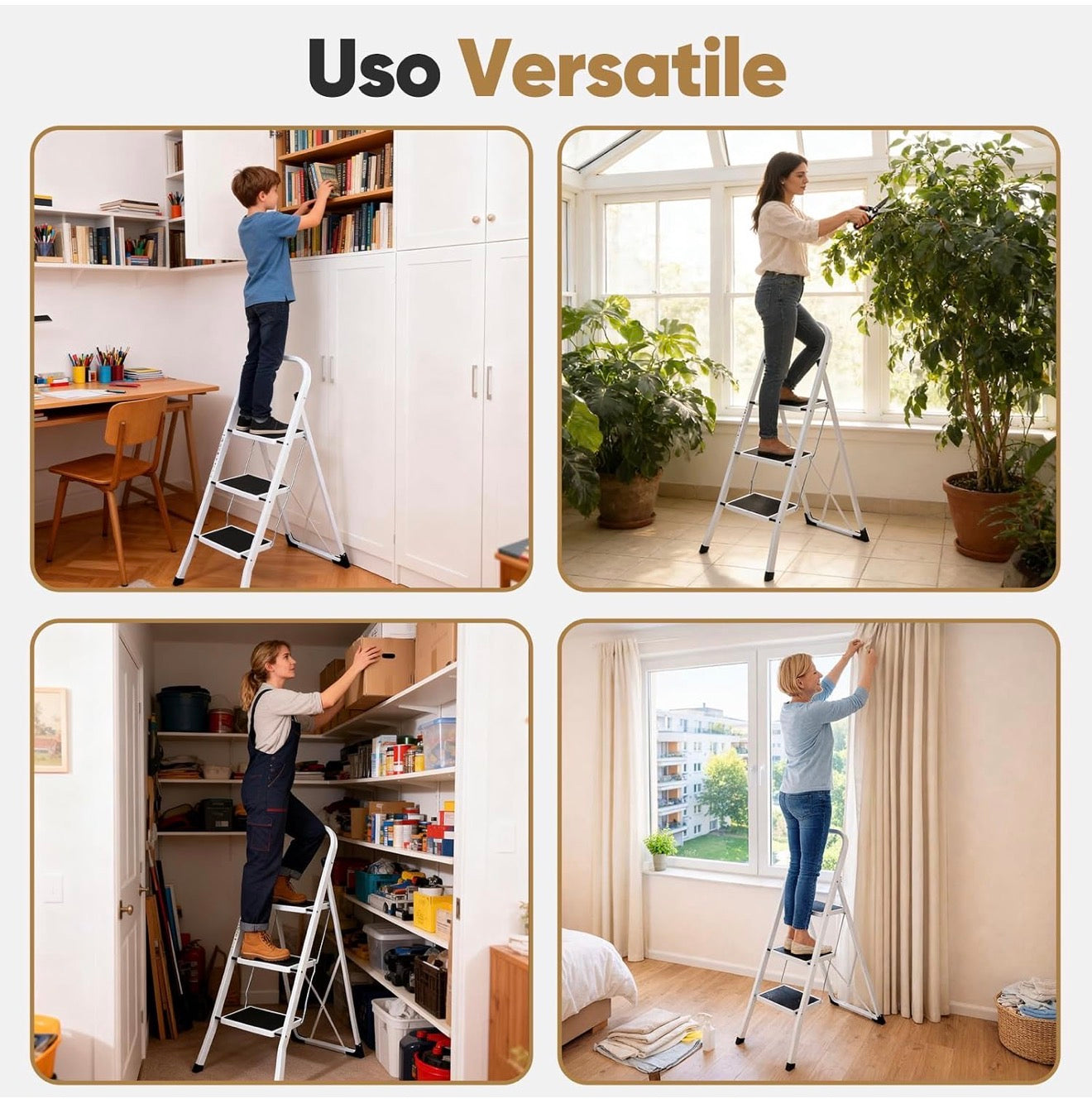 Scala Domestica 3 Gradini con Maniglione | Antiscivolo | 150 Kg 4