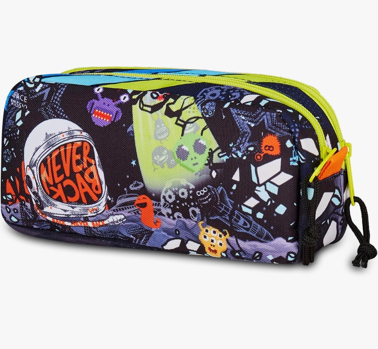 MITAMA Portapenne scuola 2 zip, Nero, DISCO SPACE, da Riempire Con Penne, Matite e Colori, Accessori Zaino, Scuola, Bambino 2
