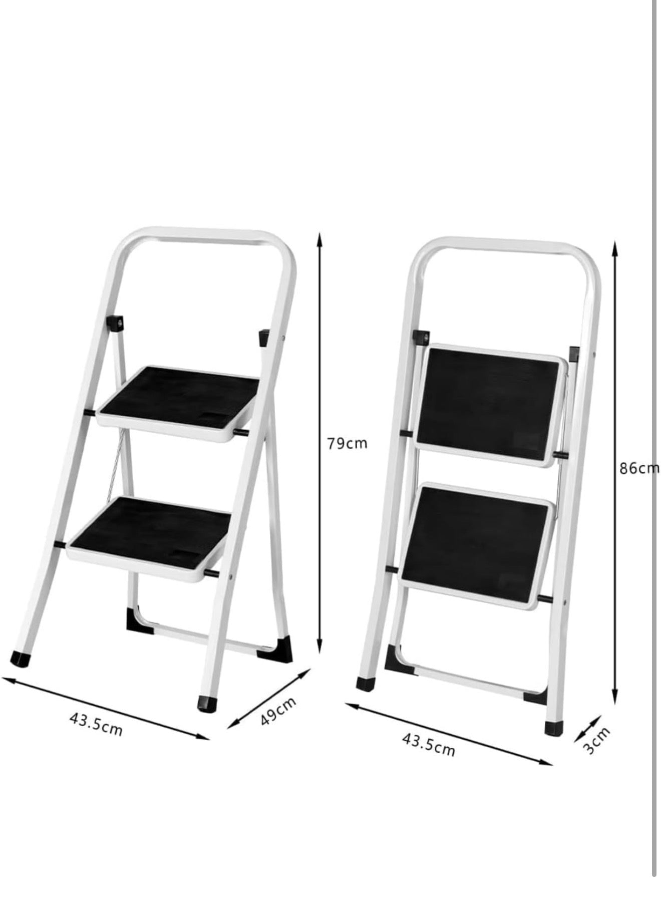 GrecoShop Scaletta Pieghevole 2 Gradini in Metallo Antiscivolo – Mini Scala Robusta e Stabile, Sgabello Salvaspazio con Piedini Antiscivolo, Ideale per Casa, Cucina, Armadi e Ripiani Alti 3