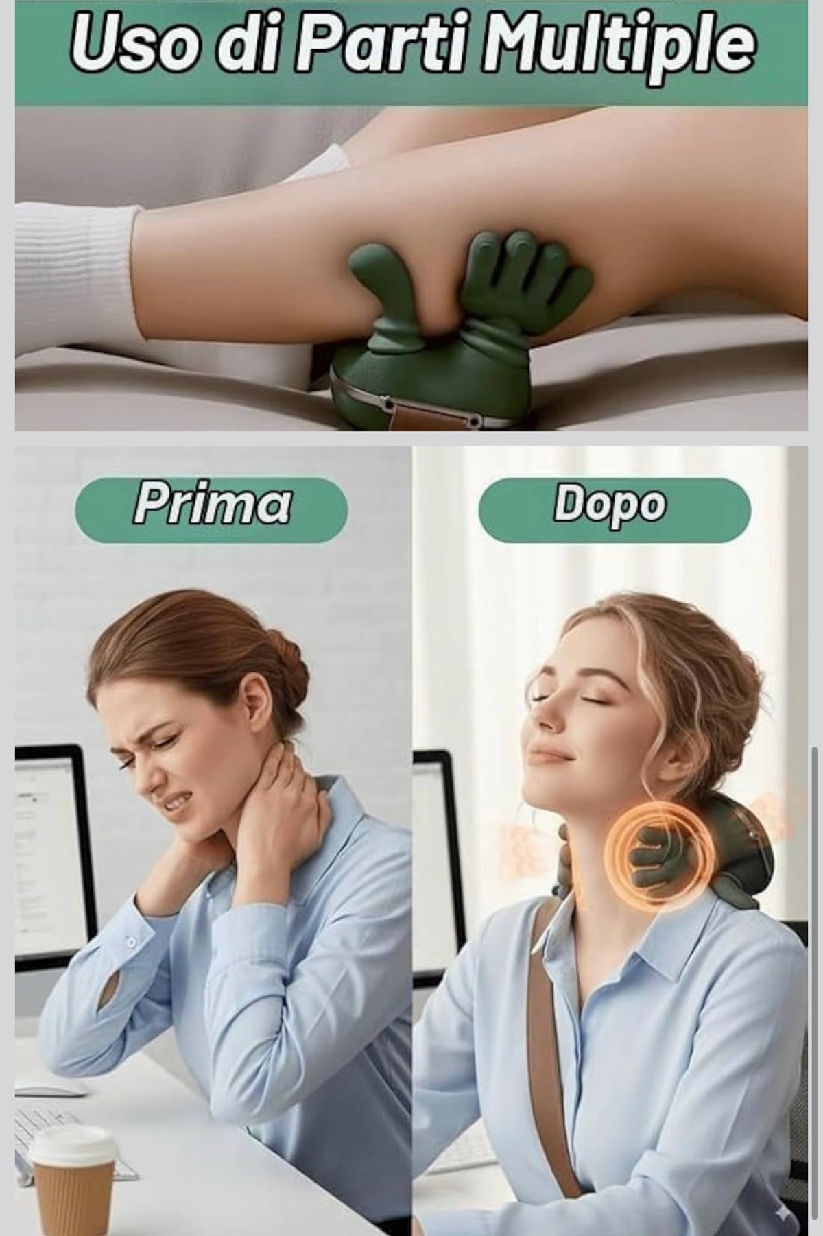 Massaggiatore Schiena e Collo – Wireless, 3 Livelli di Intensità, 2 Livelli di Calore 3