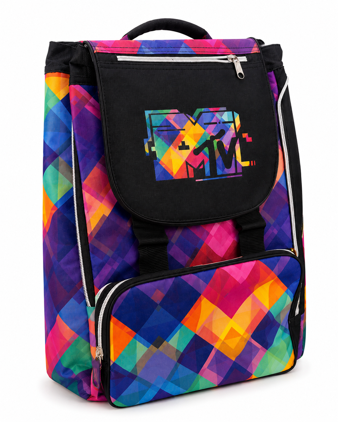 Zaino MTV Multicolore Uomo Donna – Zaino Casual e Tempo Libero con Tasche Frontali e Laterali, Chiusure con Cerniera e Spallacci Regolabili Imbottiti 3