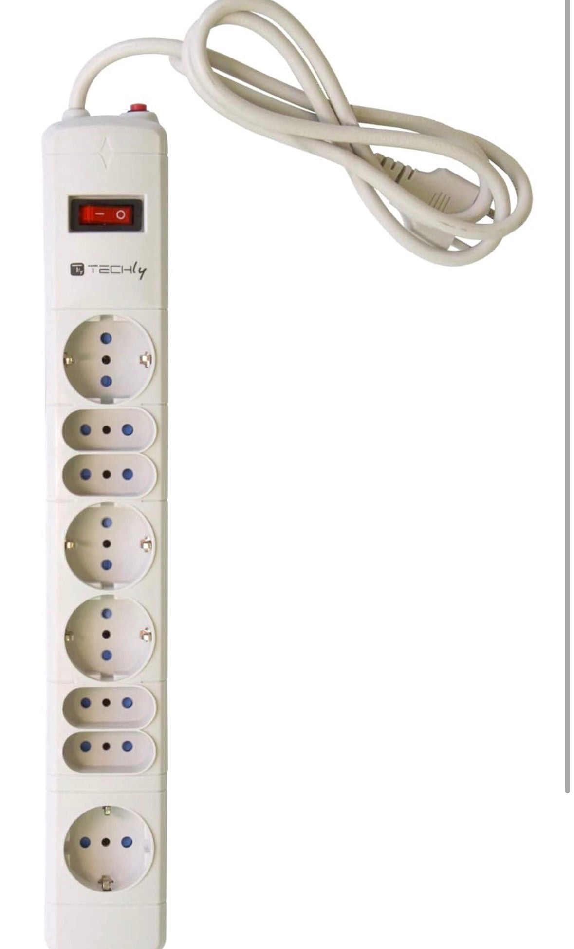 Techly 300439 Multipresa 8 Posti Italiana 10A / Schuko Grigio Grigio 5