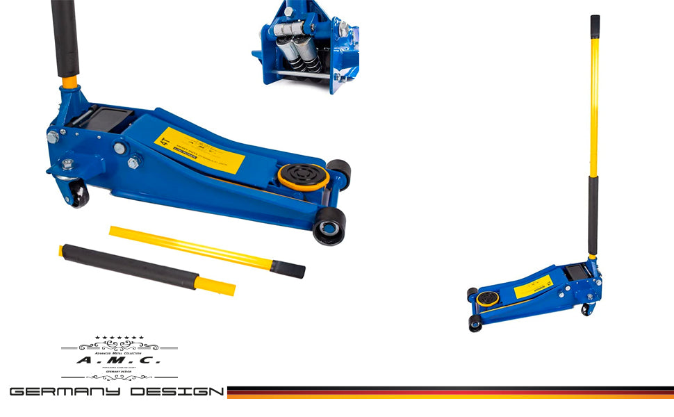 AMC Cric Sollevatore idraulico carrello professionale 4t ruote bidirezionali a cuscinetto, crick martinetto cric Auto Idraulico assetto super ribassato professionale per veicoli doppio pistone 1