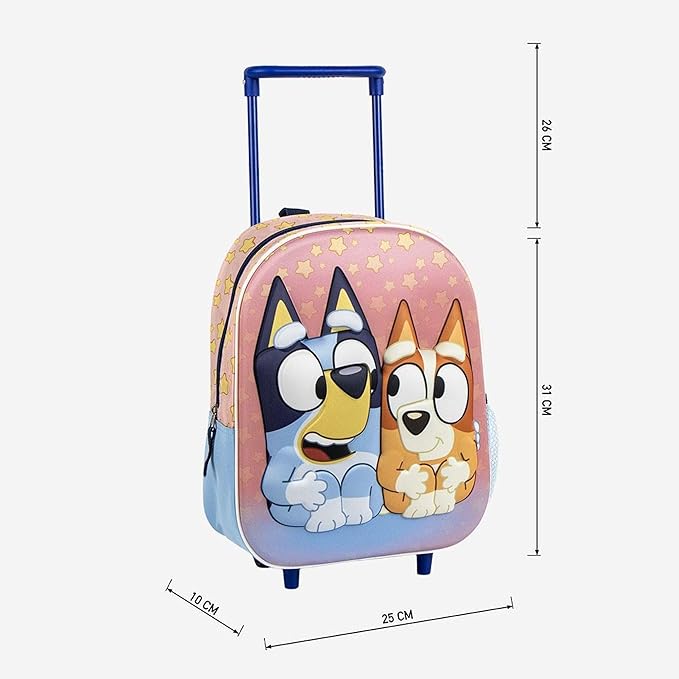 Zaino Trolley Bluey 3D  Zainetto Scuola e Asilo con Carrello Integrato 5