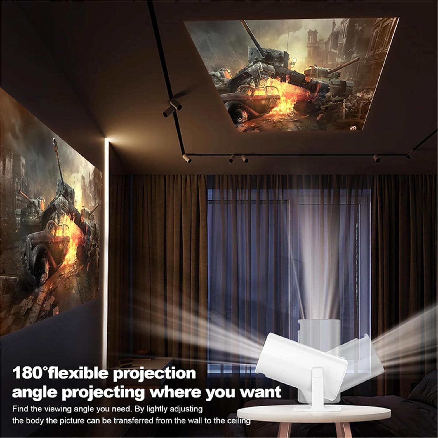 Proiettore P30 MAX con 2 gamepad Android 11 Wifi6 BT Home Theater Office Outdoor Smart Portable 4K HD Proiettore (35000+Giochi) 4