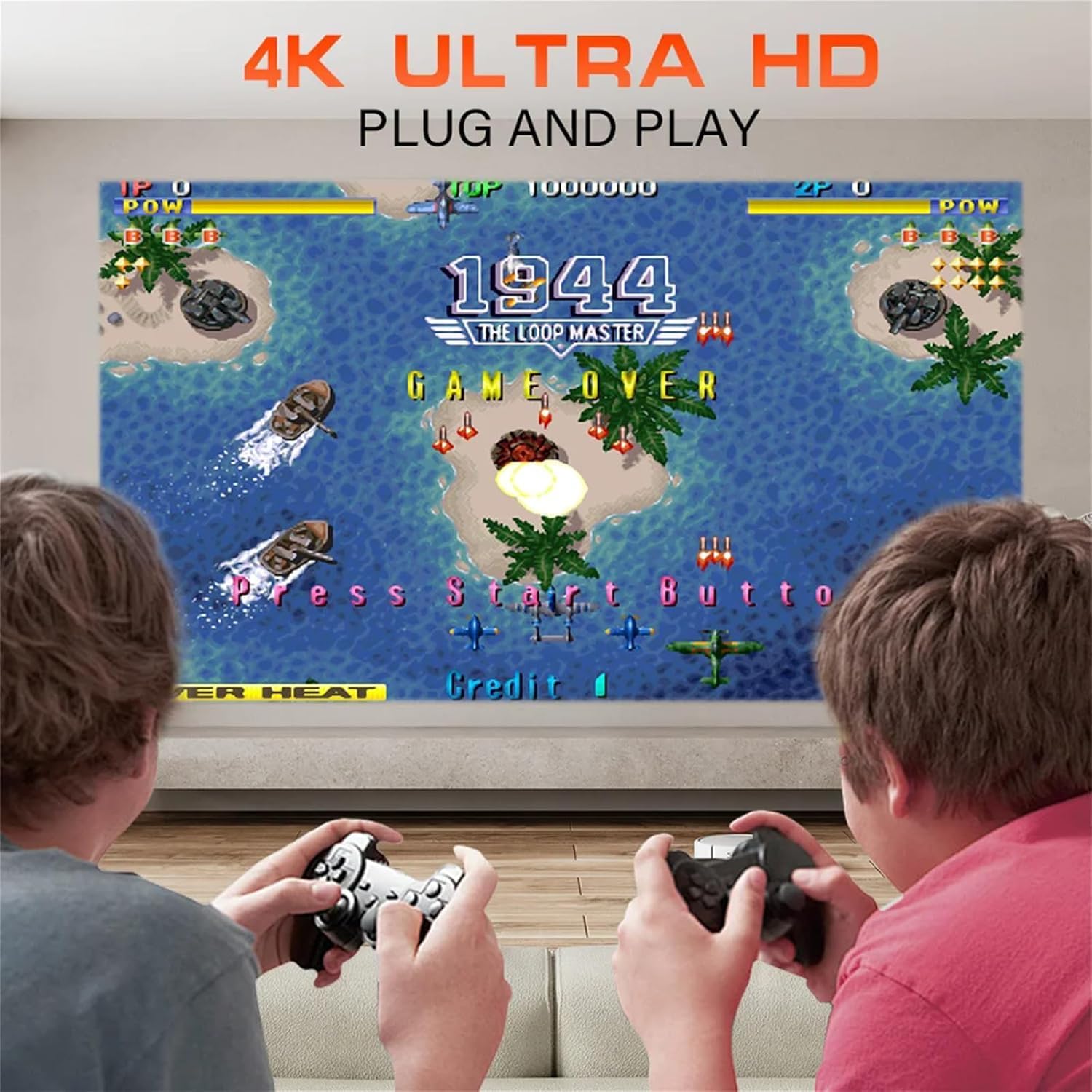 Proiettore P30 MAX con 2 gamepad Android 11 Wifi6 BT Home Theater Office Outdoor Smart Portable 4K HD Proiettore (35000+Giochi) 5
