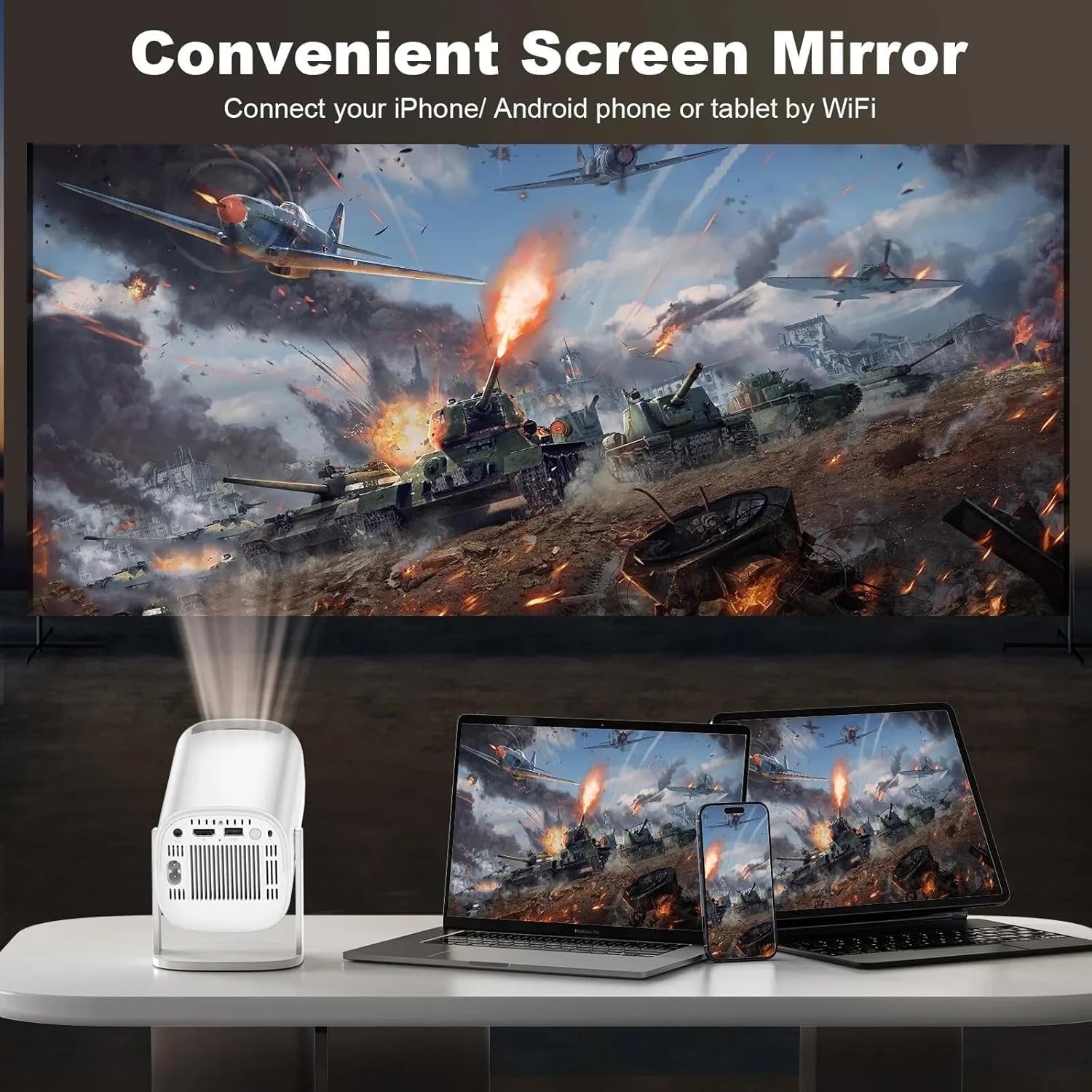 Proiettore P30 MAX con 2 gamepad Android 11 Wifi6 BT Home Theater Office Outdoor Smart Portable 4K HD Proiettore (35000+Giochi) 6