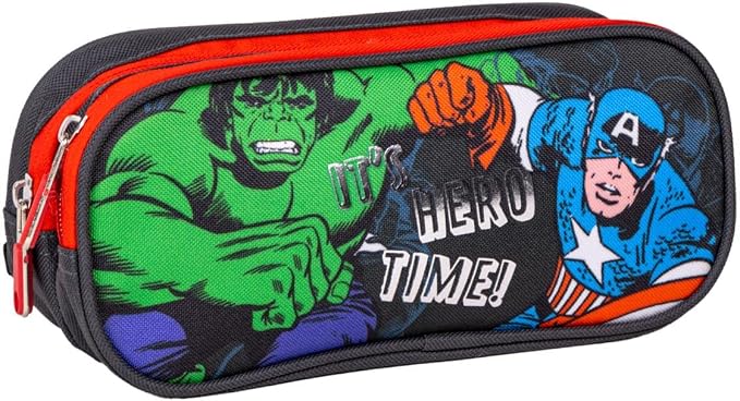 Astuccio Scuola degli Avengers - Multicolor - 22,5x8x10 cm - Astuccio 2 Scomparti - 100% Poliestere - con Cerniera - Stampa di Hulk, Spiderman e Capitan America -Prodotto Originale Elaborato in Spagna 3