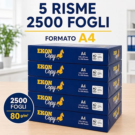 Risma Carta A4-5 pacchi da 500 fogli tot. 2500 fogli - Ideale per casa, scuola, ufficio 5