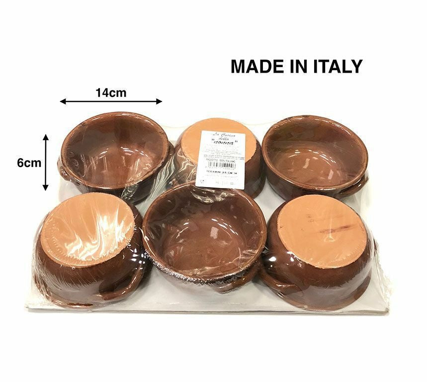 Set di 6 Tegamini in Terracotta Linea La Cucina della Nonna diametro 14 cm