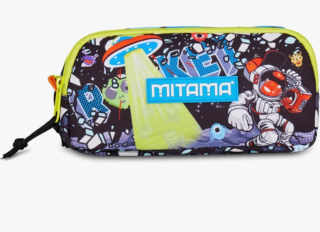 MITAMA Portapenne scuola 2 zip, Nero, DISCO SPACE, da Riempire Con Penne, Matite e Colori, Accessori Zaino, Scuola, Bambino 3
