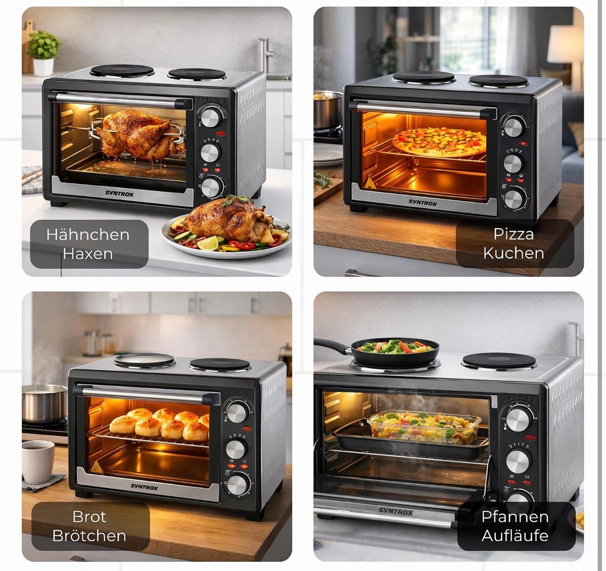 KUMTEL HLX-13560 Forno Elettrico da 40 Litri con Doppia Piastra Elettrica, Funzione Grill, Riscaldamento Superiore e Inferiore, Teglia e Griglia Inclusi