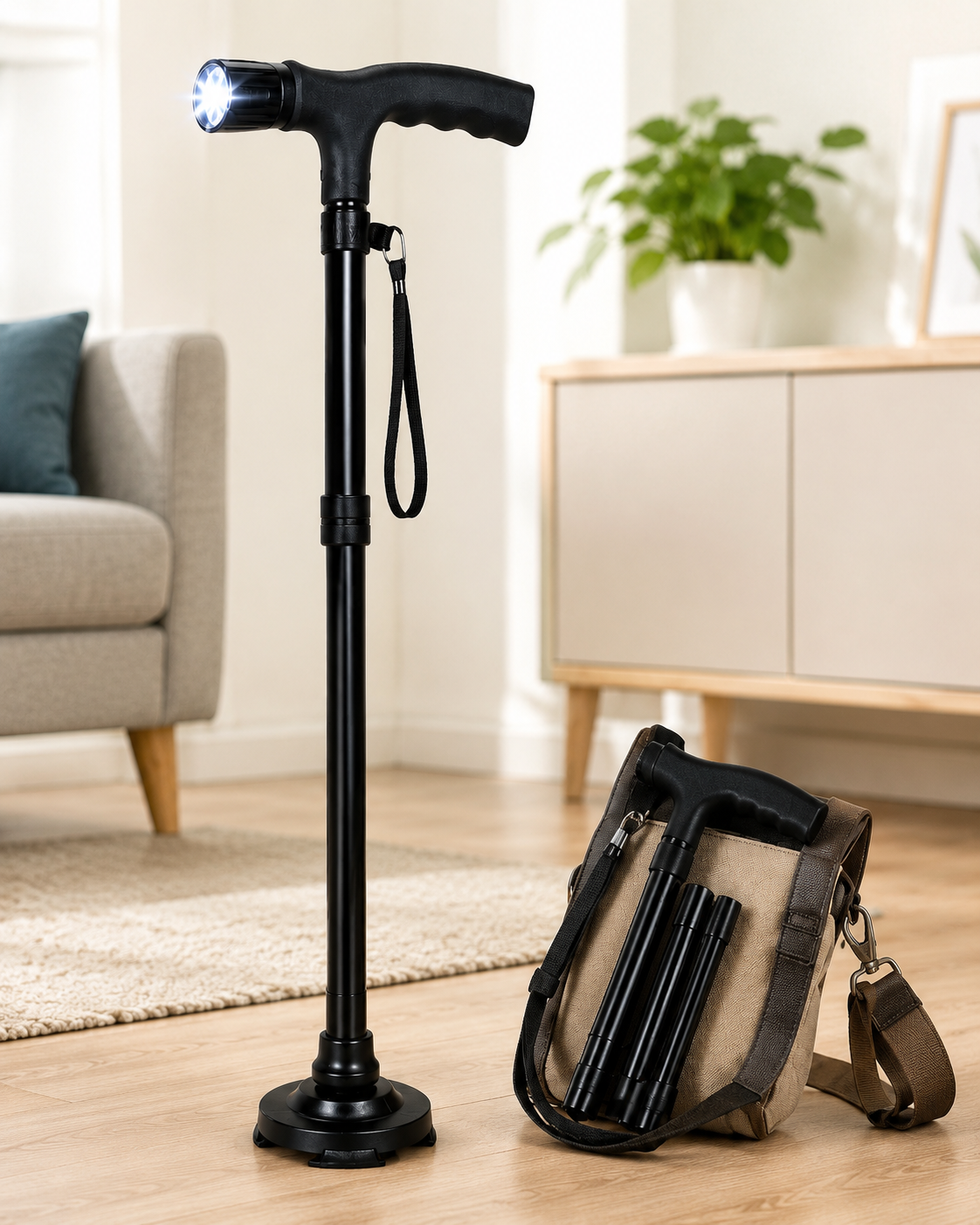 🌟 Bastone Pieghevole con Luce LED Integrata – Sicurezza e Stabilità in Ogni Passo 2