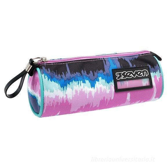 Astuccio Tombolino Seven – Portapenne Cilindrico con Cerniera, Fantasia Multicolor Rosa, Azzurro e Nero, Ideale per Scuola e Tempo Libero 301022242 1