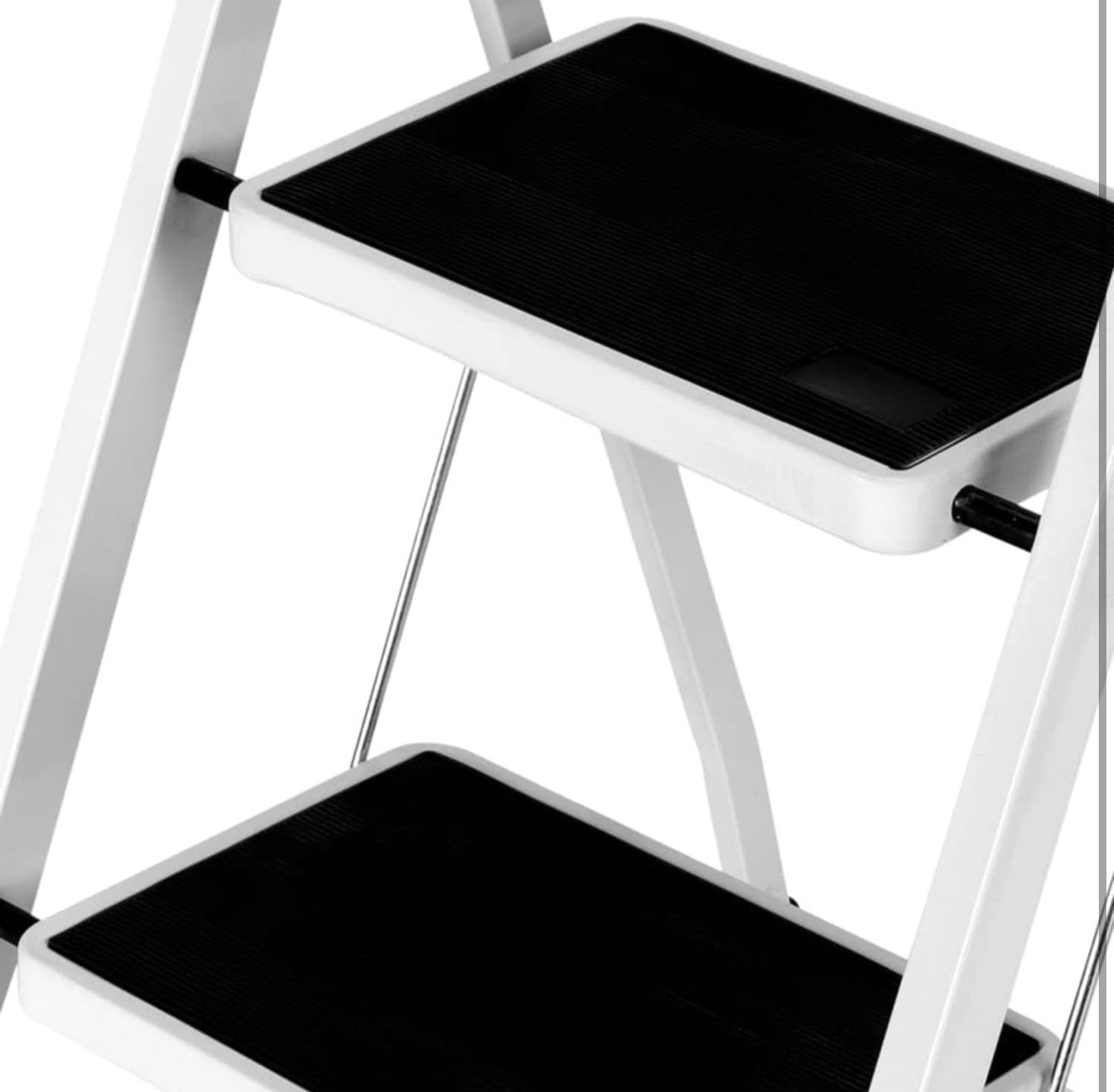 GrecoShop Scaletta Pieghevole 2 Gradini in Metallo Antiscivolo – Mini Scala Robusta e Stabile, Sgabello Salvaspazio con Piedini Antiscivolo, Ideale per Casa, Cucina, Armadi e Ripiani Alti 6