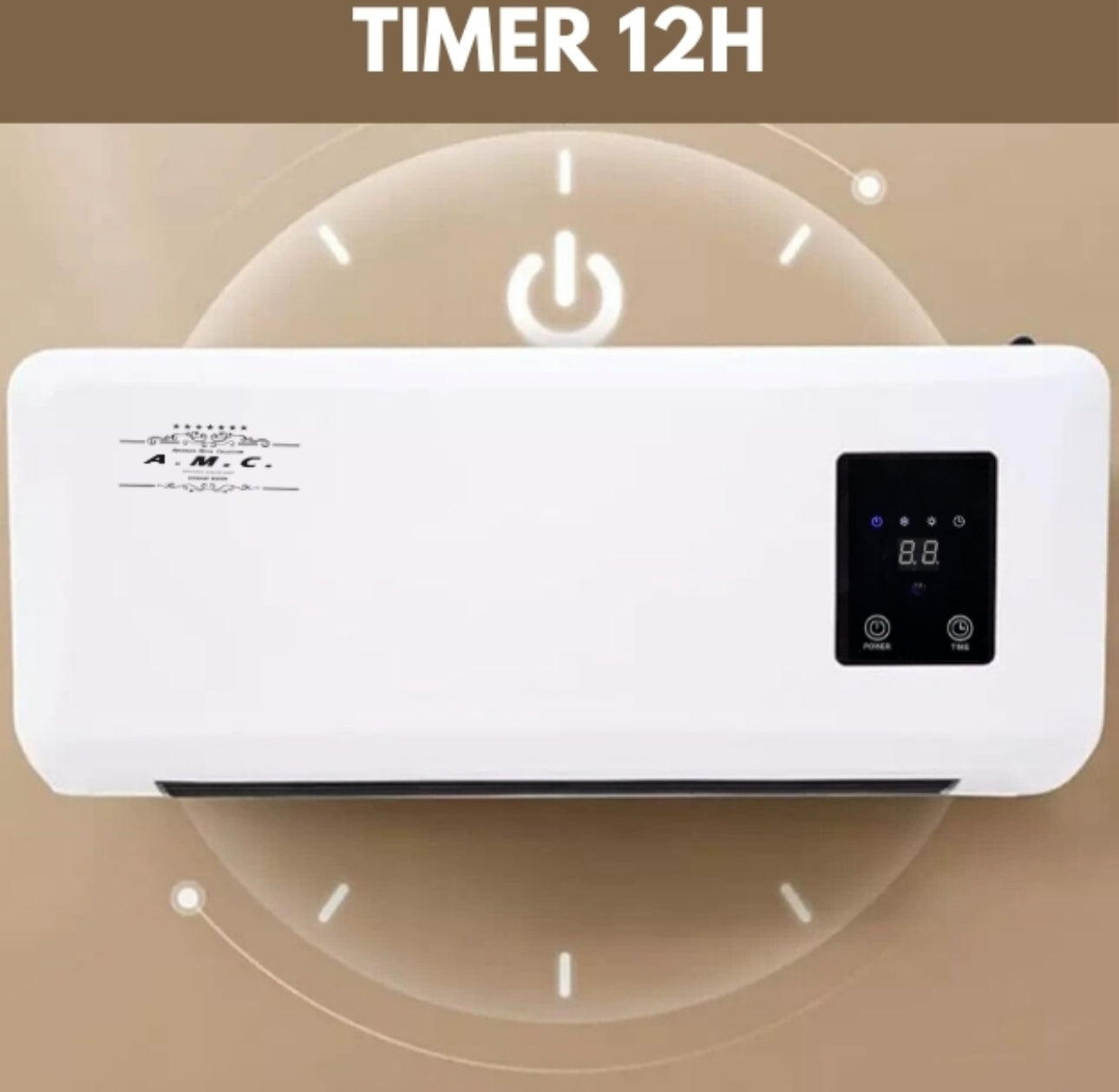 Stufa Elettrica da Parete Basso Consumo Caldo/Freddo Termoconvettore Max 2000W