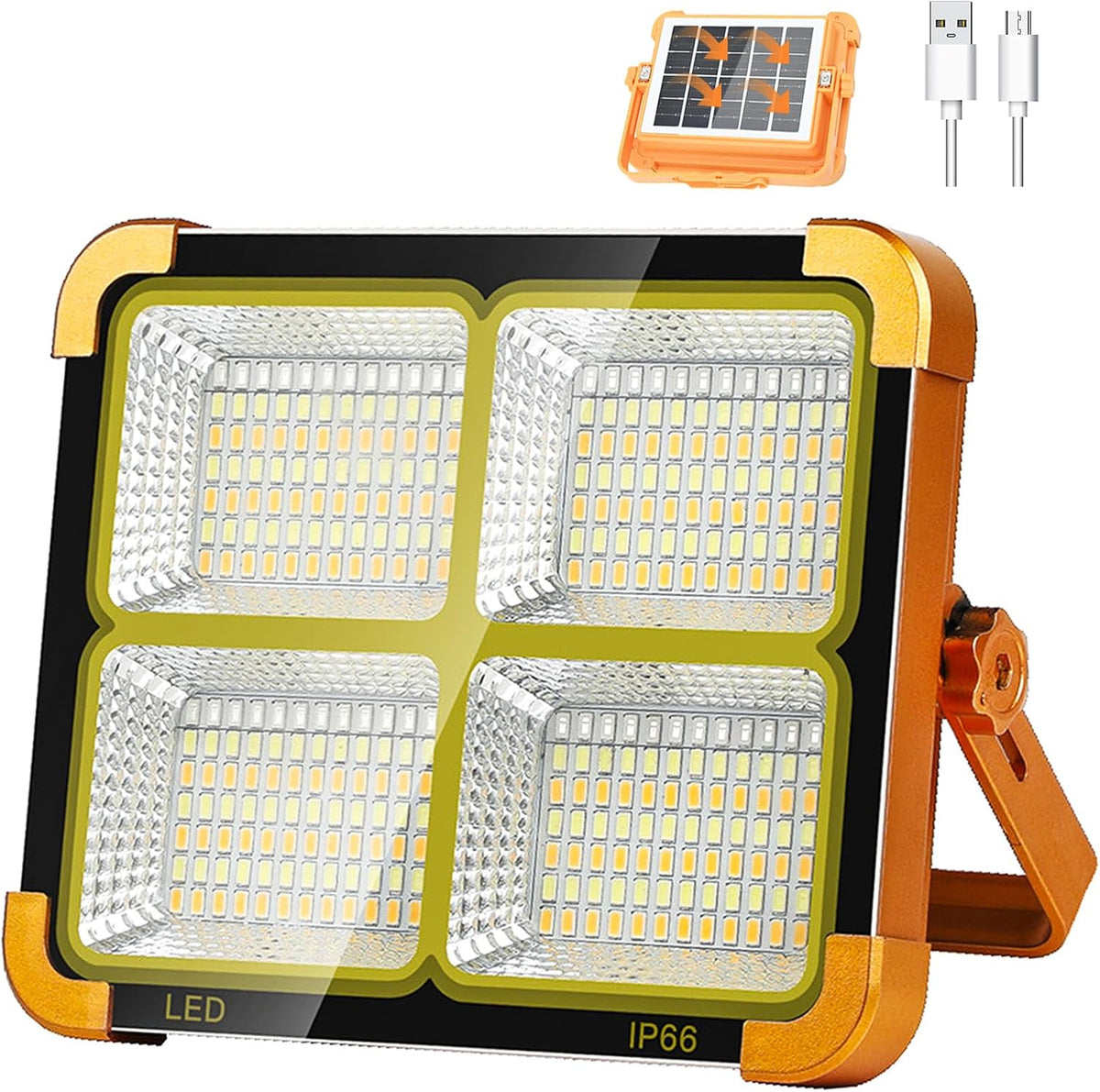 Faro LED Ricaricabile, Luce da Lavoro Portatile ad Energia Solare con Batteria 5 modalità di illuminazione - Ideale per campeggio, pesca, emergenza, garage, officina 7