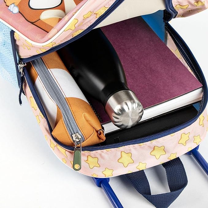 Zaino Trolley Bluey 3D  Zainetto Scuola e Asilo con Carrello Integrato 3