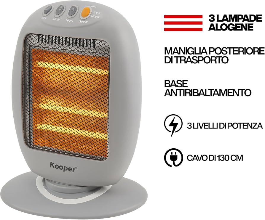 Stufa Elettrica Alogena 1200W – 3 Livelli di Potenza 2