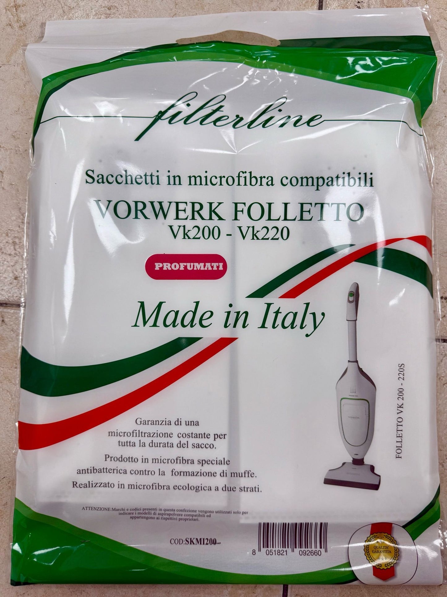 Sacchetti folletto profumati vk 135 136/vk140 150/ vk 200 220  pacco da 6pz compatibili