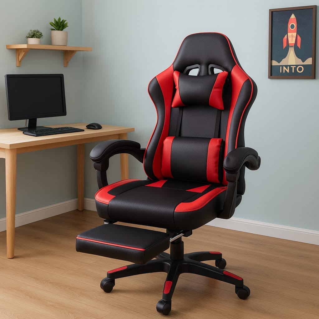 Sedia Ufficio Gaming AZRACE Ecopelle OFFIX3 con Poggiapiedi Poltrona Reclinabile