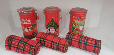 Plaid+barattolo in alluminio natale