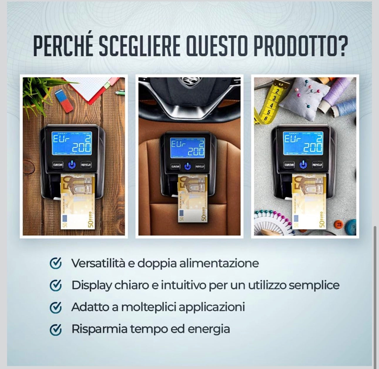 Rilevatore e contatore di banconote wireless portatile 4