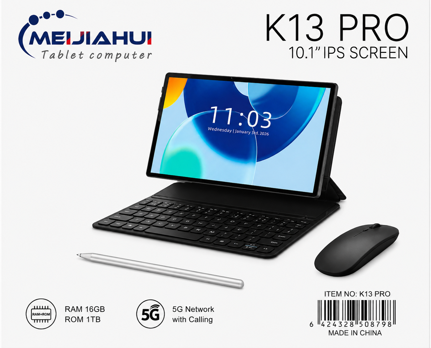 Tablet K13 PRO 10.1 Pollici IPS, Android, 16GB RAM + 1TB ROM, 5G, WiFi, Tablet con Tastiera, Mouse e Penna Inclusi 5