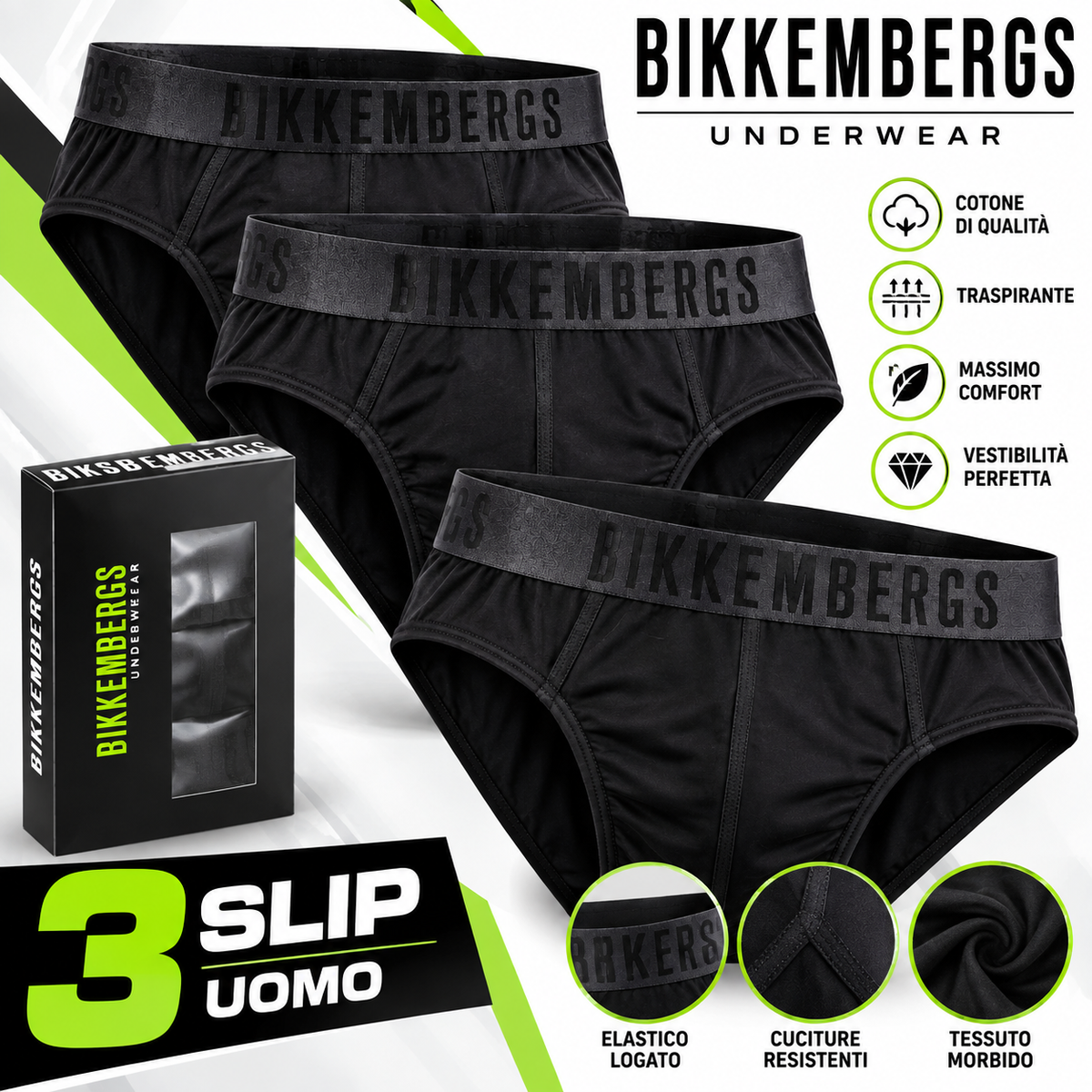 3 Slip Uomo Bikkembergs – Intimo Uomo in Cotone, Comfort e Vestibilità 1