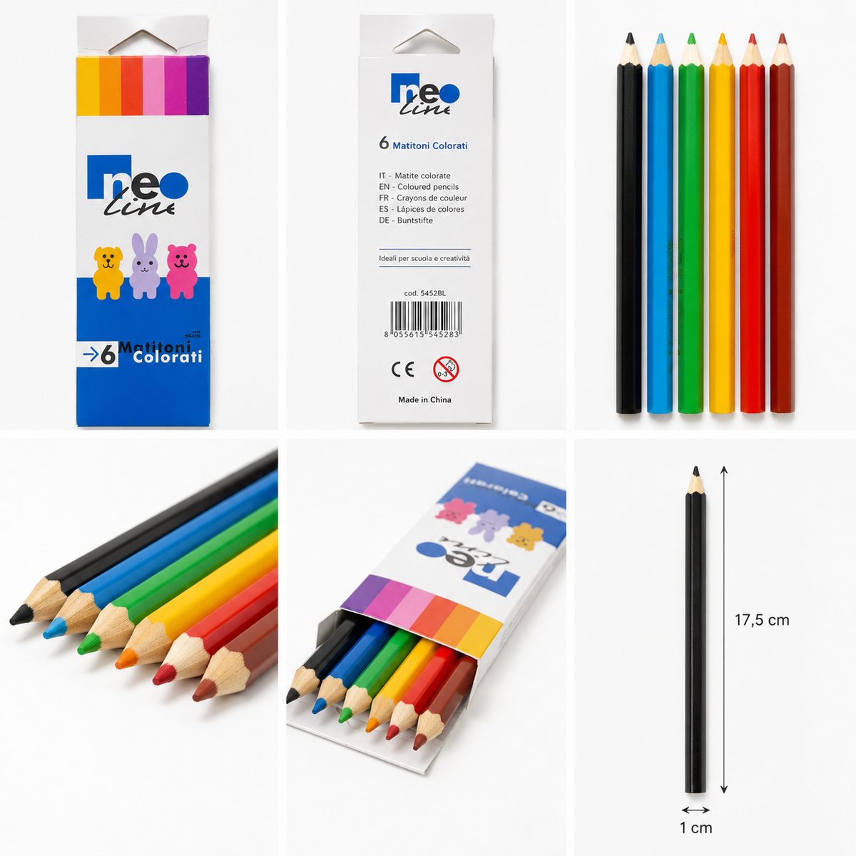 Neo Line Matitoni Colorati 6 Colori – Matite Colorate Jumbo per Bambini – Mina Resistente, Colori Vivaci, Ideali per Scuola, Disegno e Creatività 2
