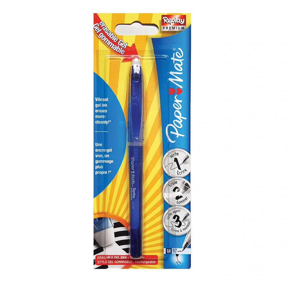 Paper Mate Replay Premium Penna Gel Cancellabile Blu, Punta Media 0,7 mm, Inchiostro Gel Cancellabile, Ricaricabile 2