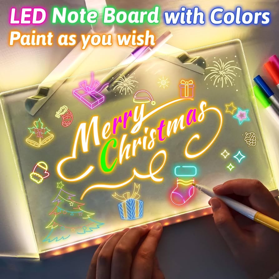 Lavagna luminosa in acrilico con 7 colori Penna/Stand, Lavagna Memo LED cancellabile, Arte Creativa Words Desktop Illuminato, lavagna magic note per ufficio Cafe School Casa(30 * 20cm) 3