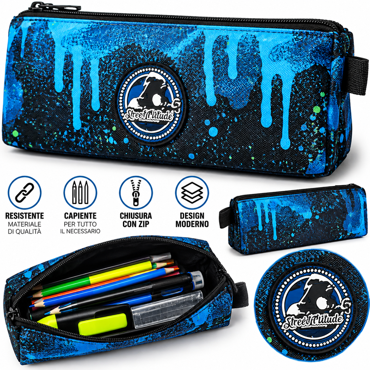 Astuccio Scuola Street Attitude – Blu e Nero