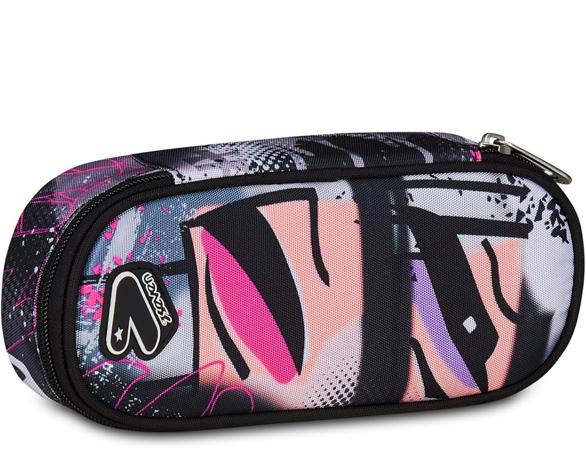 Seven Portapenne Scuola Round Plus, Multicolore, Taschino Interno con Zip e Passanti Elastici Portapenne, Accessori Zaino, Scuola Media e Superiore, Bambina e Ragazza
