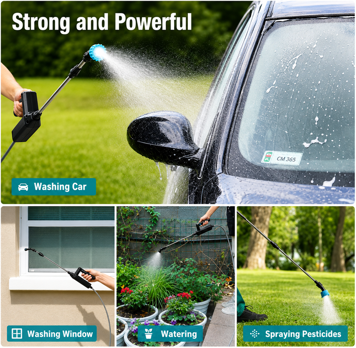 Idropulitrice Portatile Elettrica con Lancia Spray Estensibile, Pistola Lavaggio Multiuso con Tubo Flessibile, Ugelli Intercambiabili e Cavo USB – Per Auto, Finestre, Giardino, Piante e Pulizia Esterna 3
