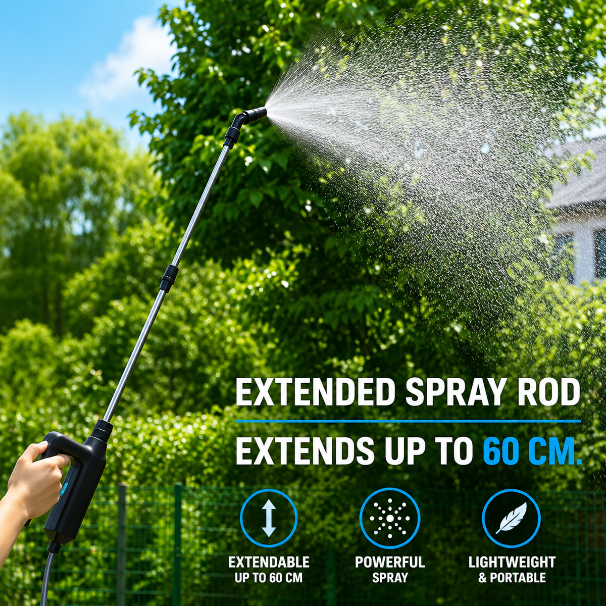 Idropulitrice Portatile Elettrica con Lancia Spray Estensibile, Pistola Lavaggio Multiuso con Tubo Flessibile, Ugelli Intercambiabili e Cavo USB – Per Auto, Finestre, Giardino, Piante e Pulizia Esterna 5