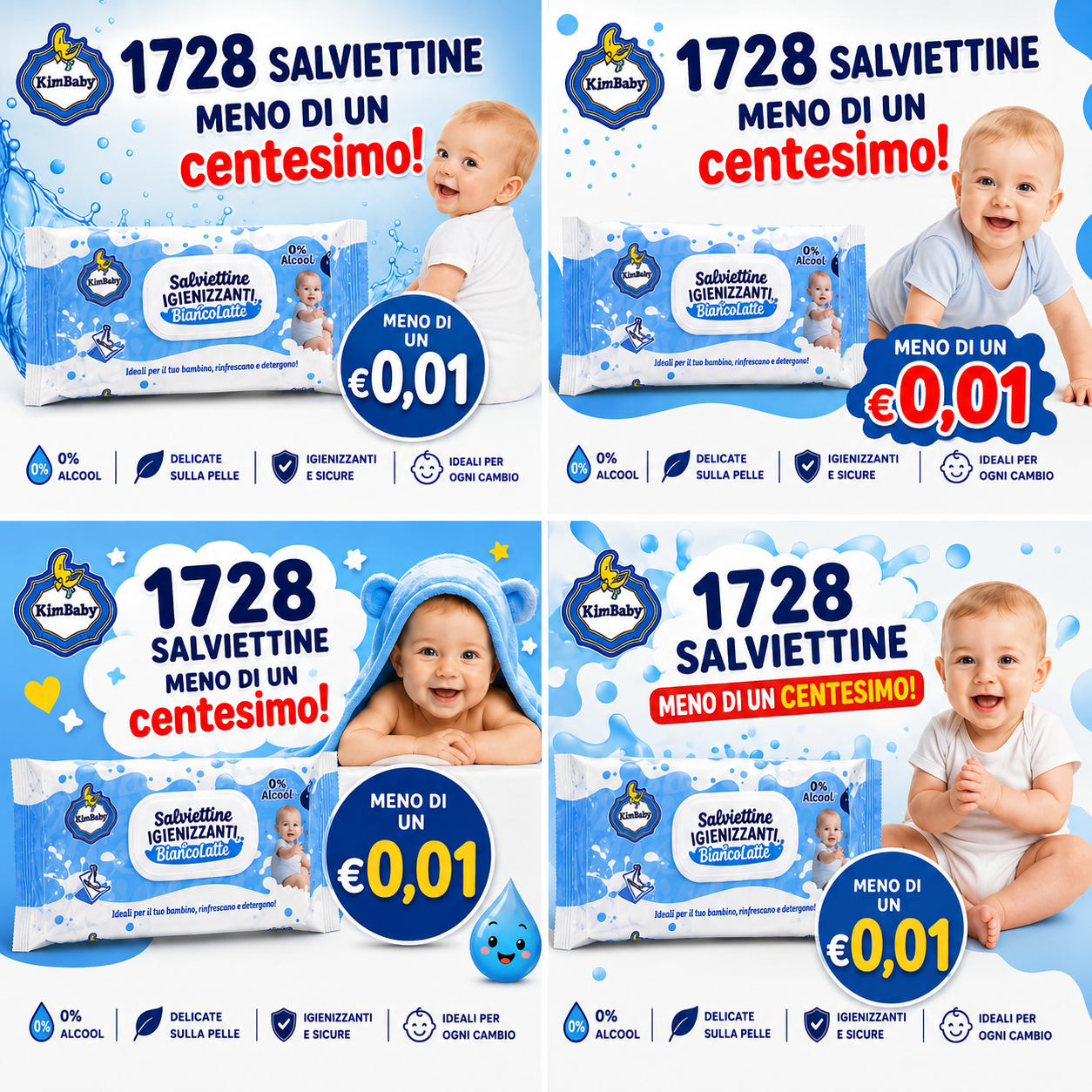 MAXI SCORTA! Cartone da 24 Confezioni Salviettine Igienizzanti BiancoLatte – 1.728 Salviettine