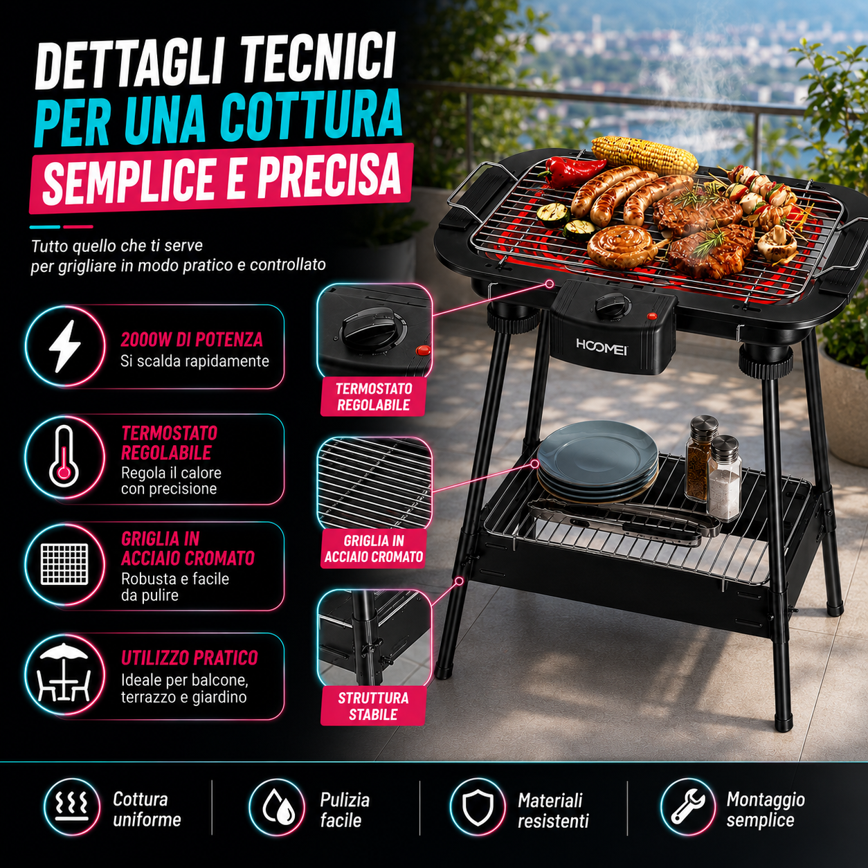 BARBECUE ELETTRICO 2000W 3