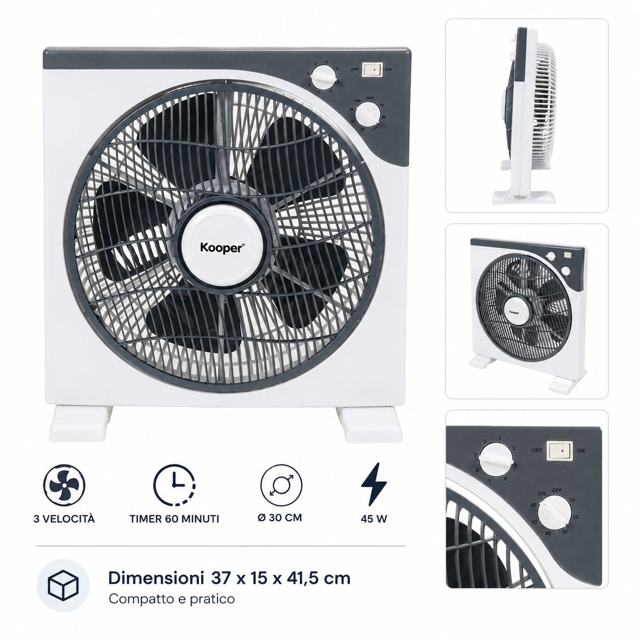 Ventilatore Box da Tavolo ArticFresh 30 cm 45W con Timer 60 Minuti, 3 Velocità, Compatto per Casa e Ufficio 5