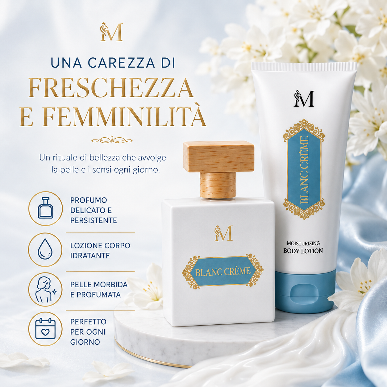 Blanc Crème Pour Femme Montage – Set Profumo Donna 50 ml e Lozione Corpo Idratante 2