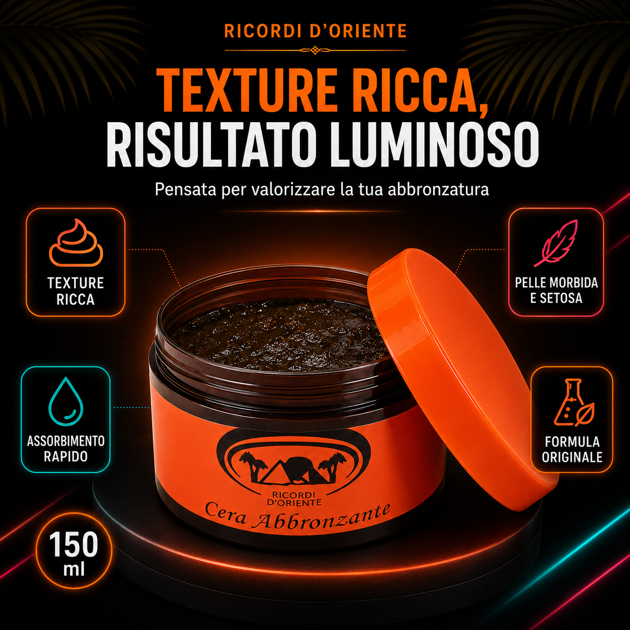 Ricordi D’Oriente Cera Abbronzante 150 ml – Abbronzante Corpo per Mare, Piscina e Solarium 3