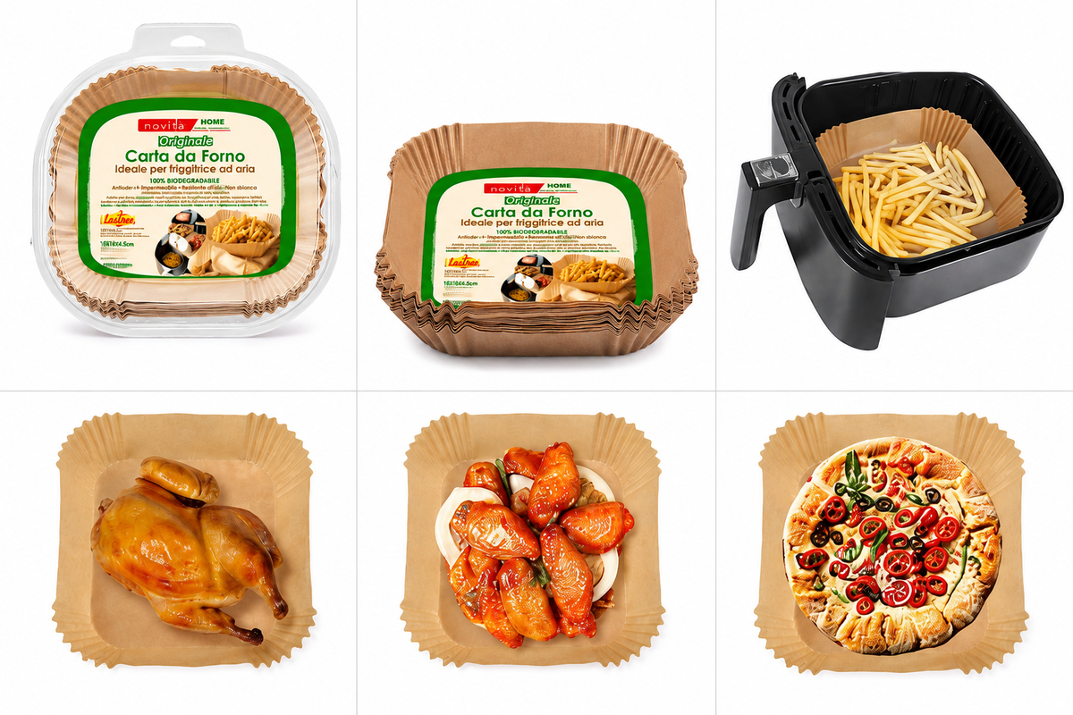 Carta da Forno per Friggitrice ad Aria – 100 Pezzi – 16 × 16 × 4,5 cm 2