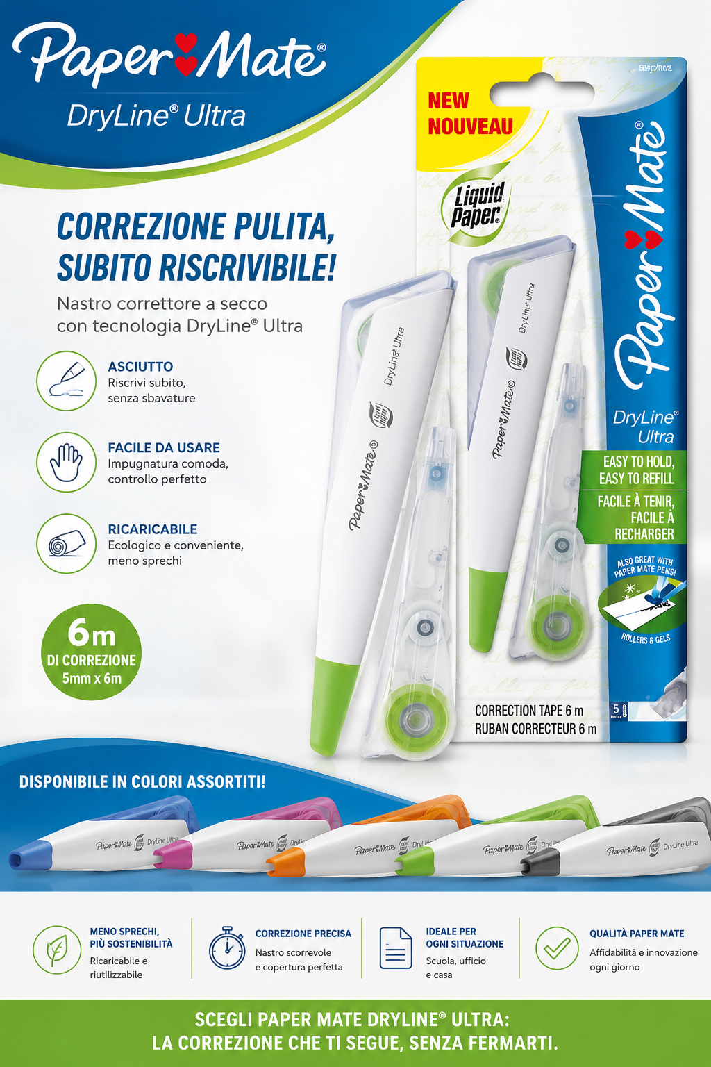 Correttore a nastro ricaricabile DryLine Ultra (colori assortiti)