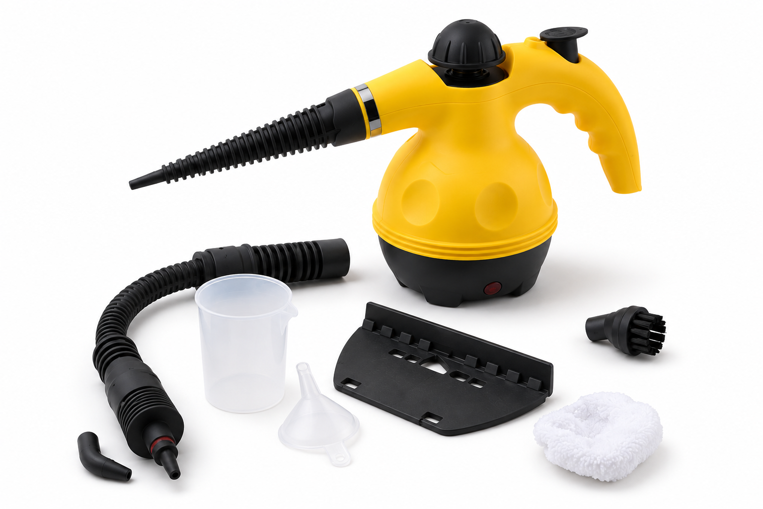 Pulitore a vapore portatile da 1000W giallo potente e compatto ideale per pulire a fondo superfici diverse facile da usare e trasportare 5