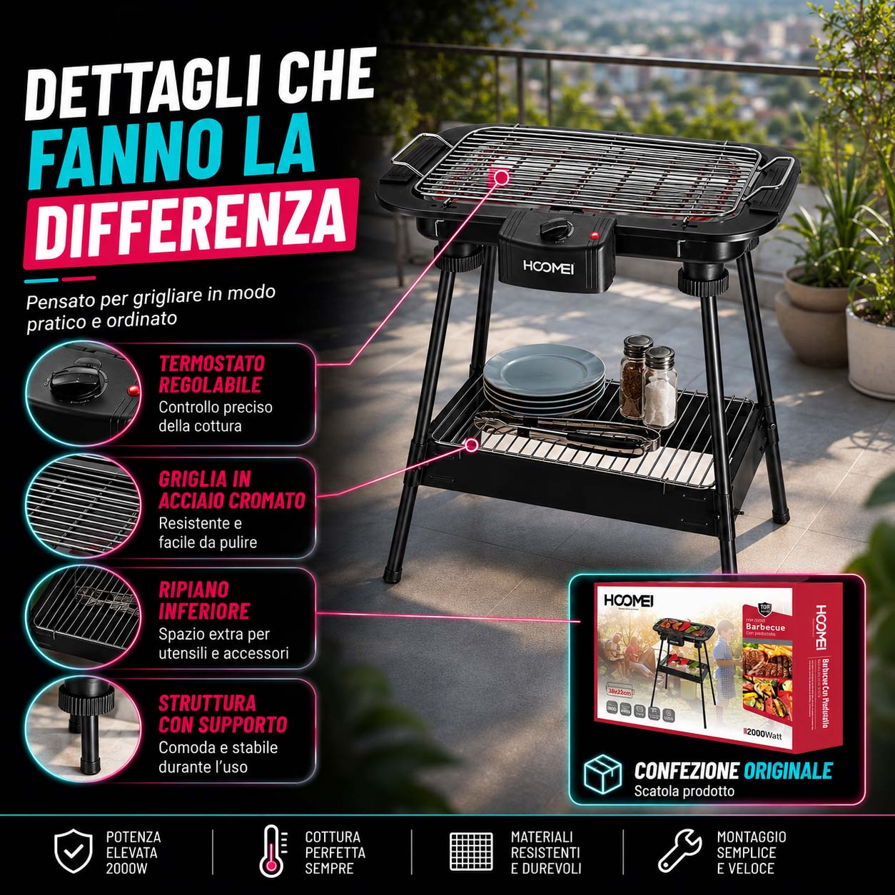 BARBECUE ELETTRICO 2000W 2