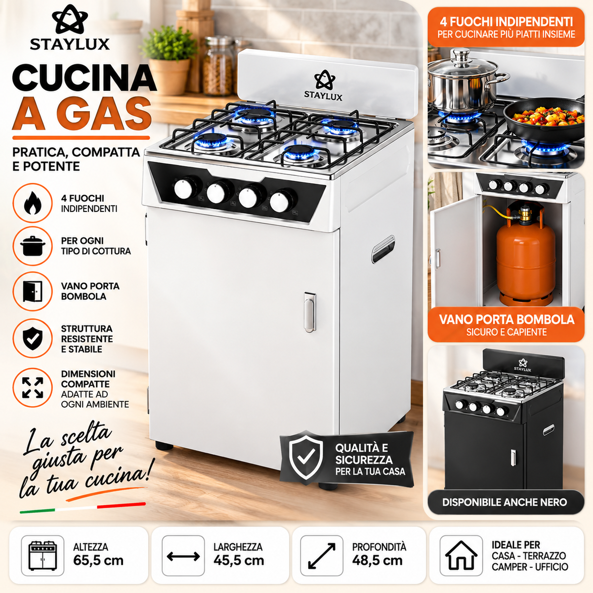Mobilfornello 4F Con Vano Portabombola Staylux Poker