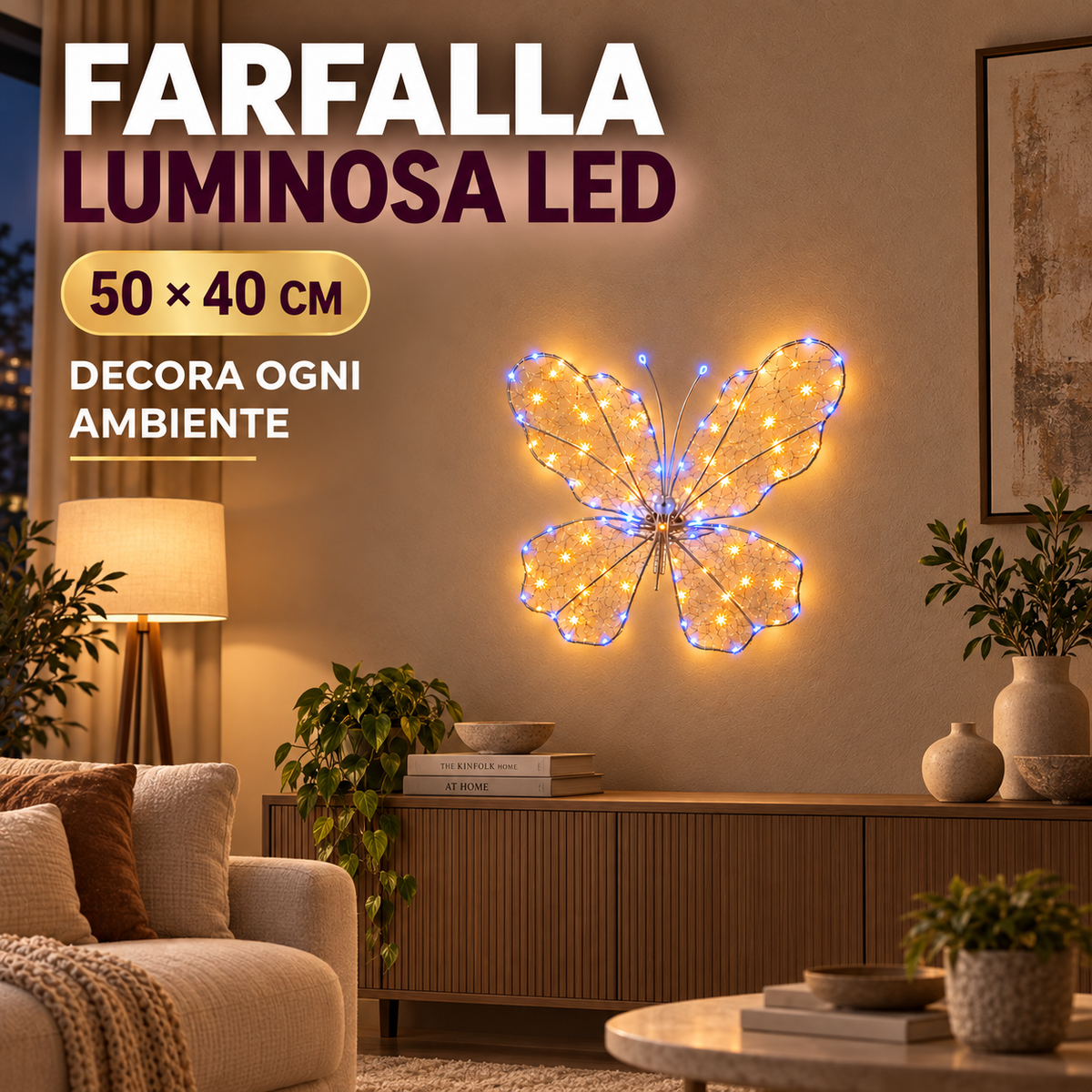 Farfalla Luminosa LED 50x40 cm – Decorazione per Camera, Parete, Porta, Casa e Locali 4