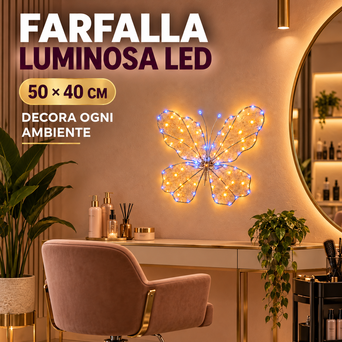 Farfalla Luminosa LED 50x40 cm – Decorazione per Camera, Parete, Porta, Casa e Locali 5