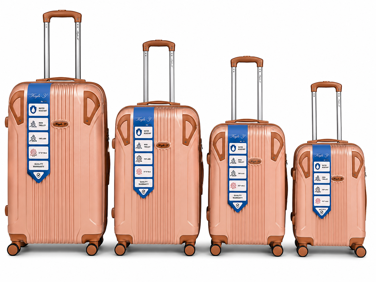 Set 4 Valigie Rigide ABS – Trolley 4 Pezzi con Ruote Girevoli 360°, Manico Telescopico, Ruote Removibili su Valigia Grande e Piccola, Valigie Impilabili 11